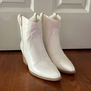 White Western Ankle Boots